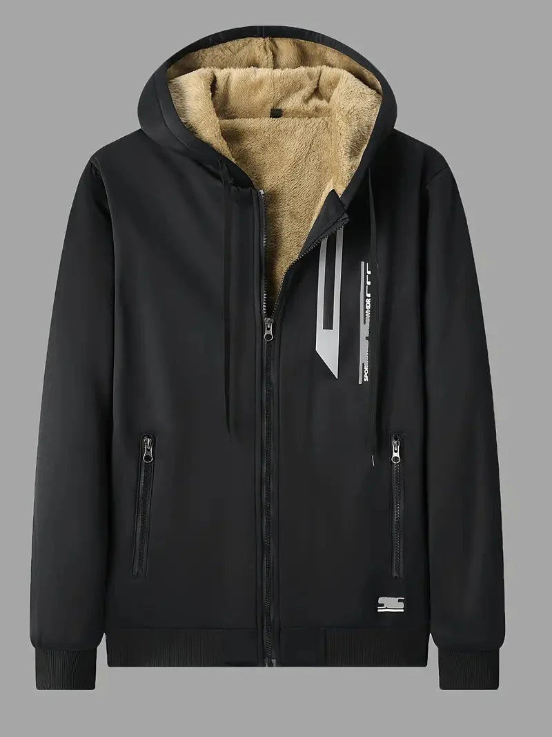 Winter-Kapuzenjacke – warme Sherpa-Kapuzenjacke mit Reißverschluss und Taschen