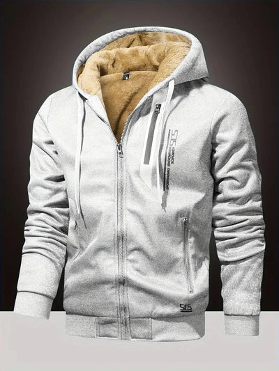 Winter-Kapuzenjacke – warme Sherpa-Kapuzenjacke mit Reißverschluss und Taschen