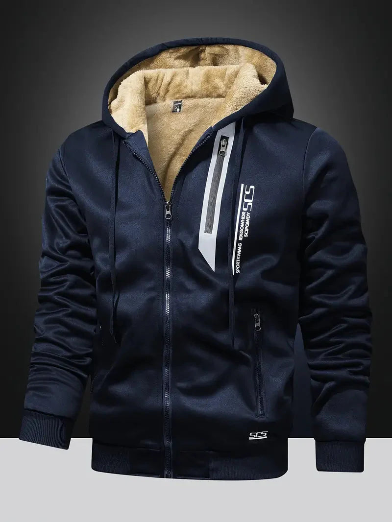 Winter-Kapuzenjacke – warme Sherpa-Kapuzenjacke mit Reißverschluss und Taschen