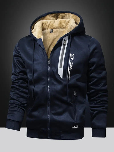 Winter-Kapuzenjacke – warme Sherpa-Kapuzenjacke mit Reißverschluss und Taschen