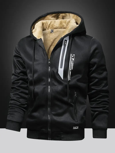 Winter-Kapuzenjacke – warme Sherpa-Kapuzenjacke mit Reißverschluss und Taschen