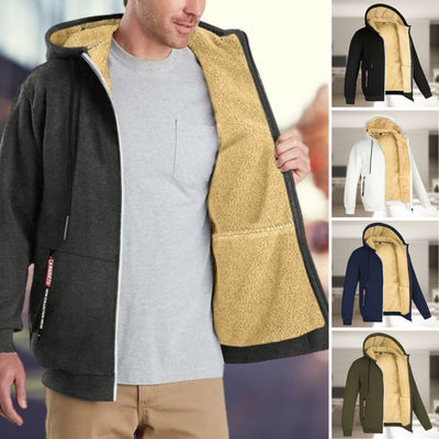 Winter-Kapuzenpullover | Sherpa-Fleece | Reißverschluss | Kapuzenjacke | Herrenbekleidung