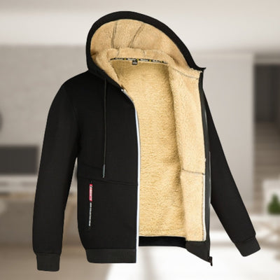 Winter-Kapuzenpullover | Sherpa-Fleece | Reißverschluss | Kapuzenjacke | Herrenbekleidung