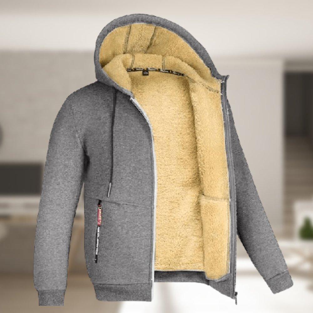 Winter-Kapuzenpullover | Sherpa-Fleece | Reißverschluss | Kapuzenjacke | Herrenbekleidung