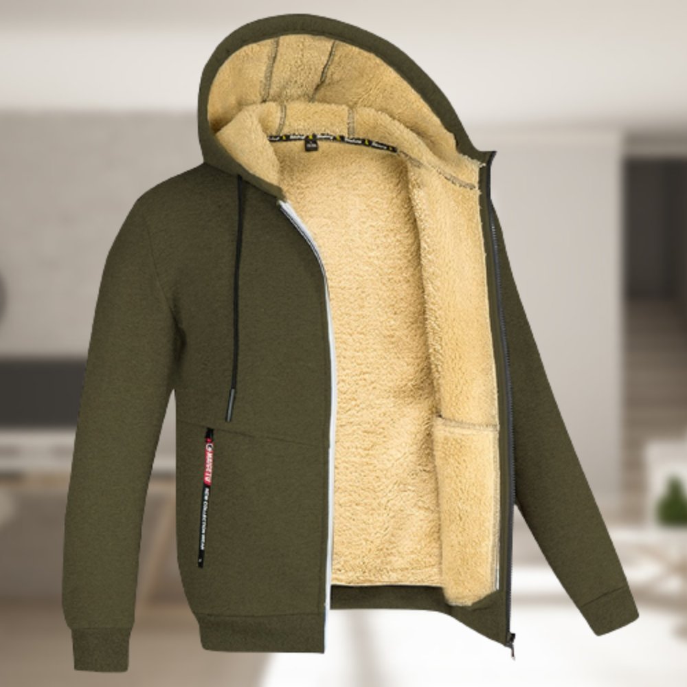Winter-Kapuzenpullover | Sherpa-Fleece | Reißverschluss | Kapuzenjacke | Herrenbekleidung