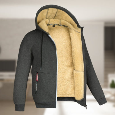 Winter-Kapuzenpullover | Sherpa-Fleece | Reißverschluss | Kapuzenjacke | Herrenbekleidung
