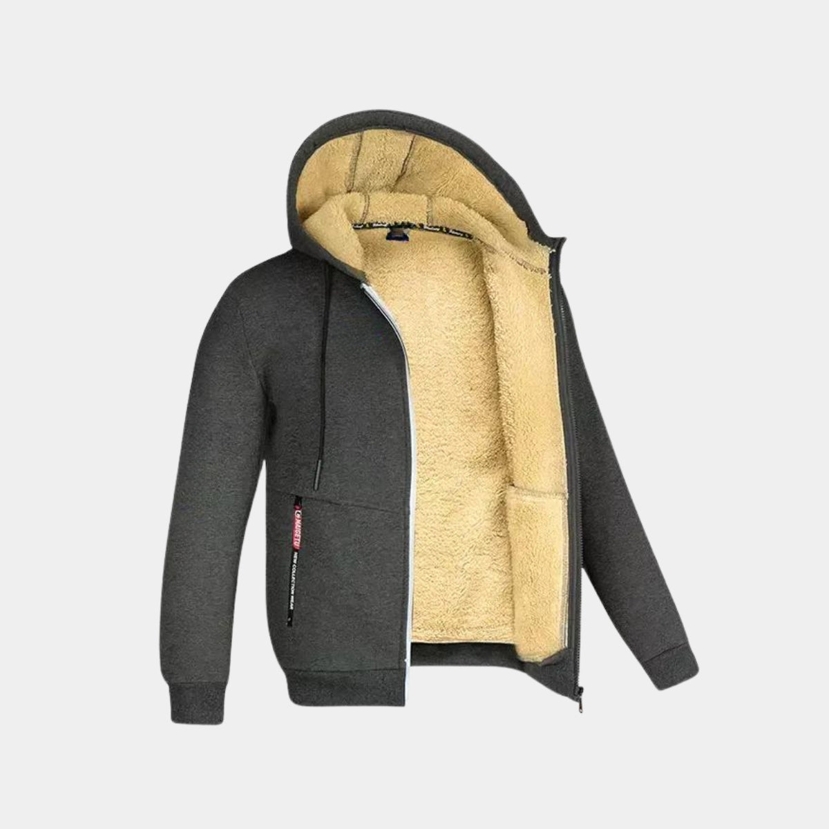 Winter-Kapuzenpullover | Warm | Fleece-gefüttert | Kapuzenpullover mit Reißverschluss | Kapuzenjacke für Herren