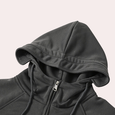 Winter-Kapuzenpullover – Warmer Herren-Kapuzenpullover mit halbem Reißverschluss und Cargo-Print