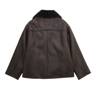 Winter-Lederjacke | Teddyfutter | Oversize-Schnitt | Fleece-Lederjacke | Damen-Lederjacke