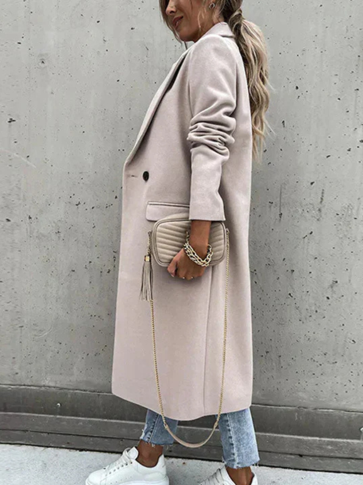 Winter-Trenchcoat | V-Ausschnitt | Zweireiher | Woll-Trenchcoat | Damenmäntel