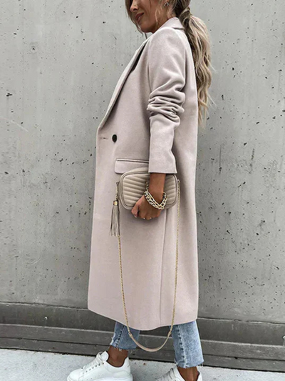 Winter-Trenchcoat | V-Ausschnitt | Zweireiher | Woll-Trenchcoat | Damenmäntel