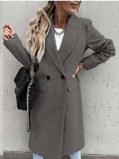 Winter-Trenchcoat | V-Ausschnitt | Zweireiher | Woll-Trenchcoat | Damenmäntel