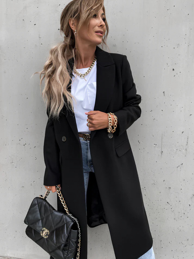 Winter-Trenchcoat | V-Ausschnitt | Zweireiher | Woll-Trenchcoat | Damenmäntel