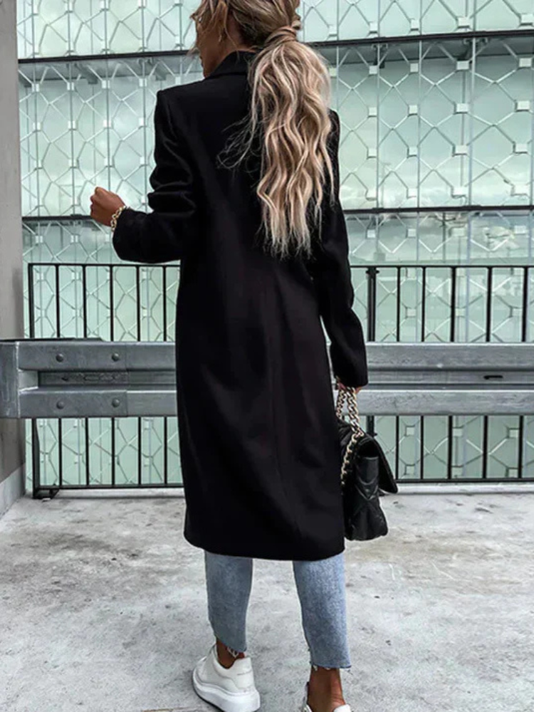 Winter-Trenchcoat | V-Ausschnitt | Zweireiher | Woll-Trenchcoat | Damenmäntel