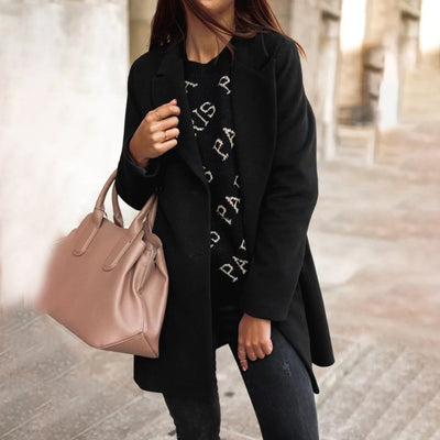 Winter-Trenchcoat – langer, zweireihiger Wollmantel für Damen