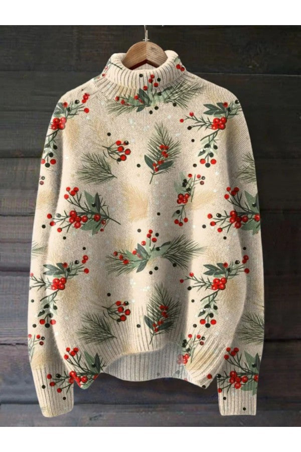 Winter, Weihnachten, Vintage, süß, Kunstdruck, Strickpullover, Rollkragenpullover, Pullover