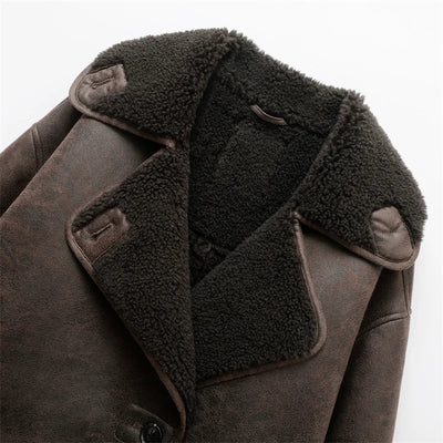 Leighton - Vintage-Lederjacke mit langen Ärmel für Frauen