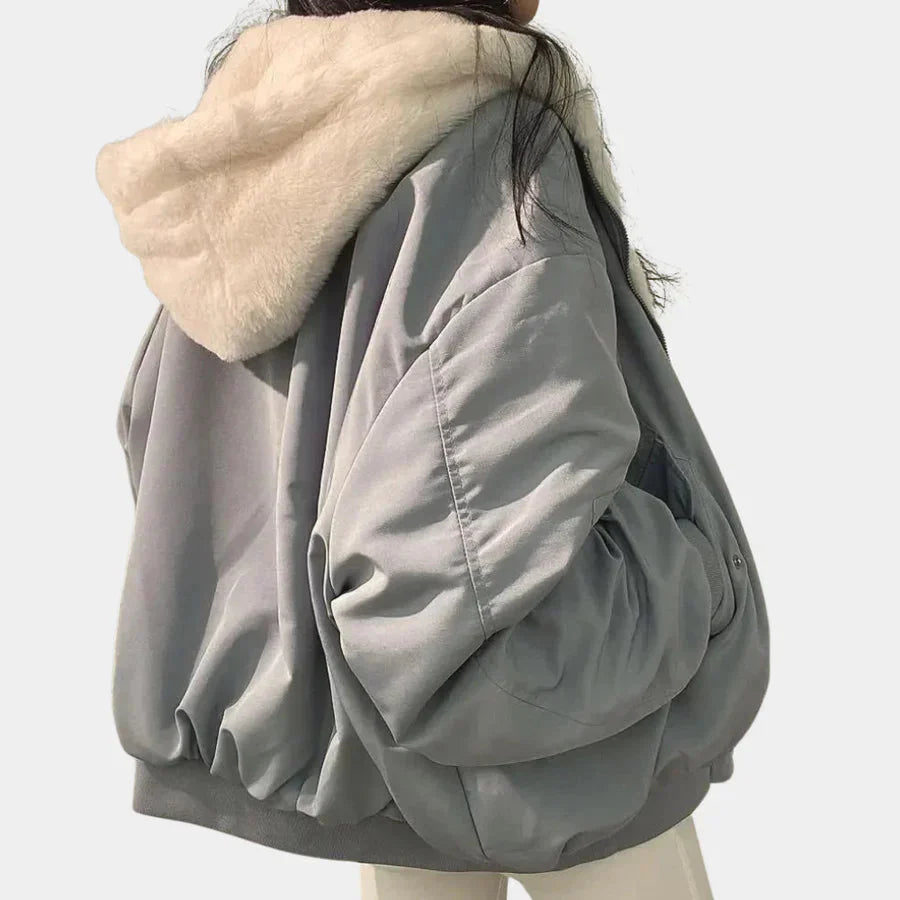 Winterjacke | Mit Kapuze | Mit Pelz gefüttert | Übergroße Jacke | Wintermäntel und -jacken für Damen