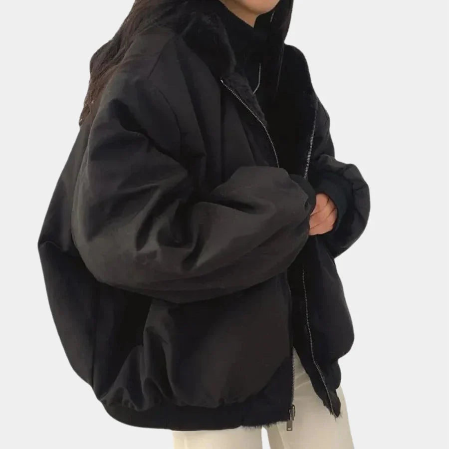 Winterjacke | Mit Kapuze | Mit Pelz gefüttert | Übergroße Jacke | Wintermäntel und -jacken für Damen
