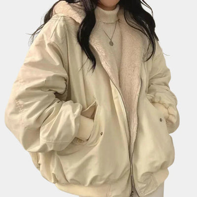 Winterjacke | Mit Kapuze | Mit Pelz gefüttert | Übergroße Jacke | Wintermäntel und -jacken für Damen