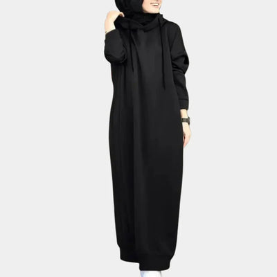 Winterkleid | Lockere Passform | Langarm | Maxikleid | Kapuzenkleid