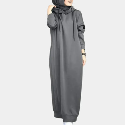Winterkleid | Lockere Passform | Langarm | Maxikleid | Kapuzenkleid
