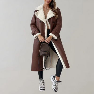 Wintermantel | mit Fleece gefüttert | Zweireiher | langer Damenmantel | lange Wintermäntel für Damen