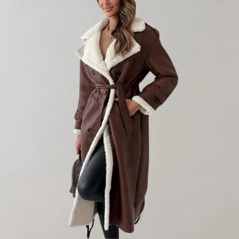 Wintermantel | mit Fleece gefüttert | Zweireiher | langer Damenmantel | lange Wintermäntel für Damen