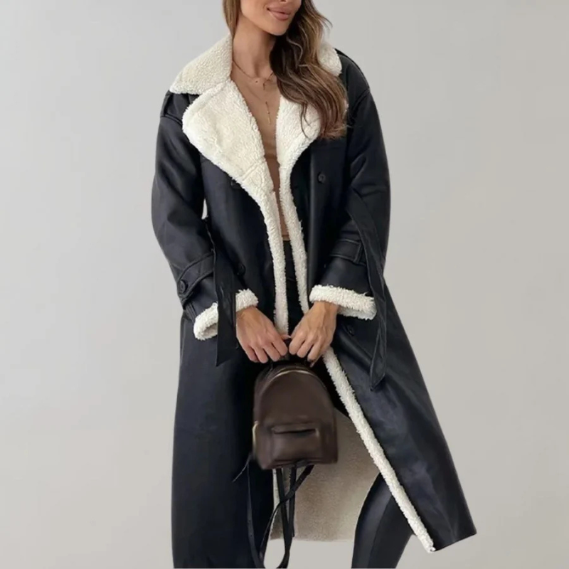 Wintermantel | mit Fleece gefüttert | Zweireiher | langer Damenmantel | lange Wintermäntel für Damen