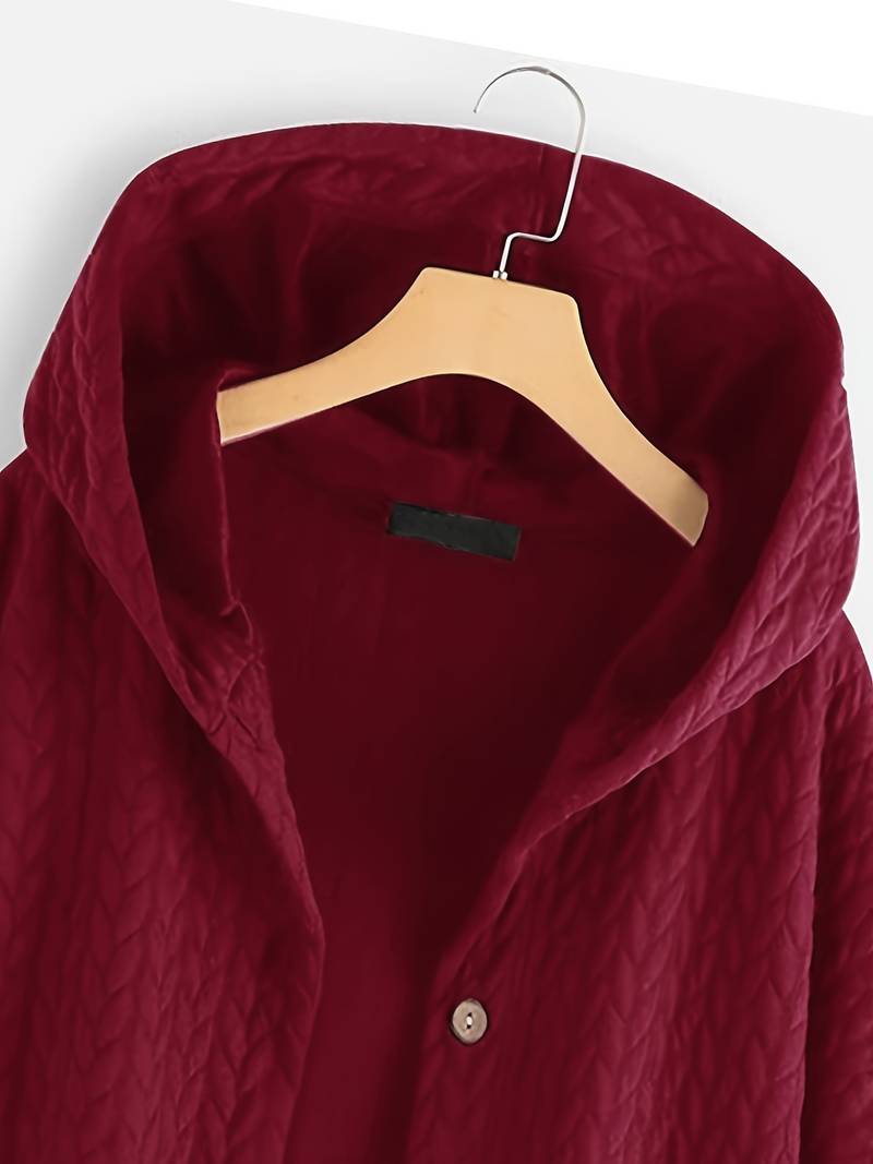 Wintermantel mit Kapuze - Warmer, übergroßer Wintermantel mit Knopfleiste für Damen