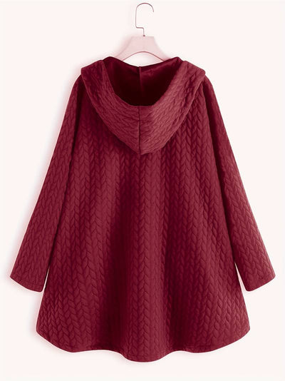 Wintermantel mit Kapuze - Warmer, übergroßer Wintermantel mit Knopfleiste für Damen