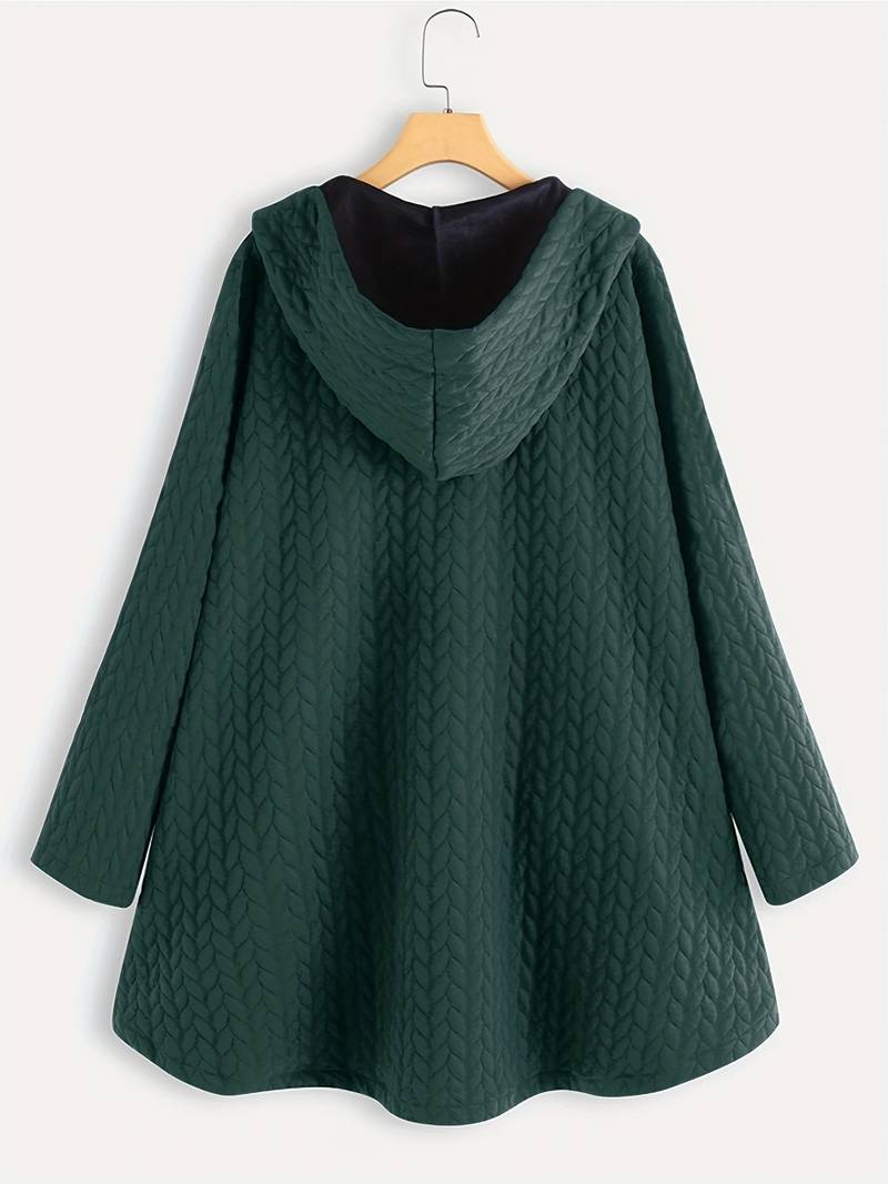 Wintermantel mit Kapuze - Warmer, übergroßer Wintermantel mit Knopfleiste für Damen