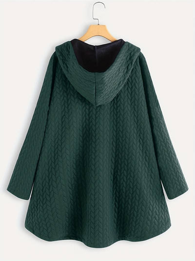 Wintermantel mit Kapuze - Warmer, übergroßer Wintermantel mit Knopfleiste für Damen