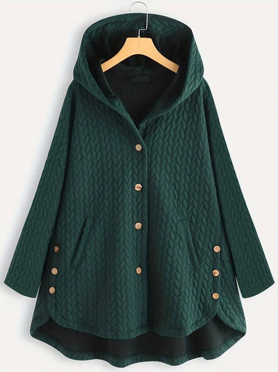 Wintermantel mit Kapuze - Warmer, übergroßer Wintermantel mit Knopfleiste für Damen
