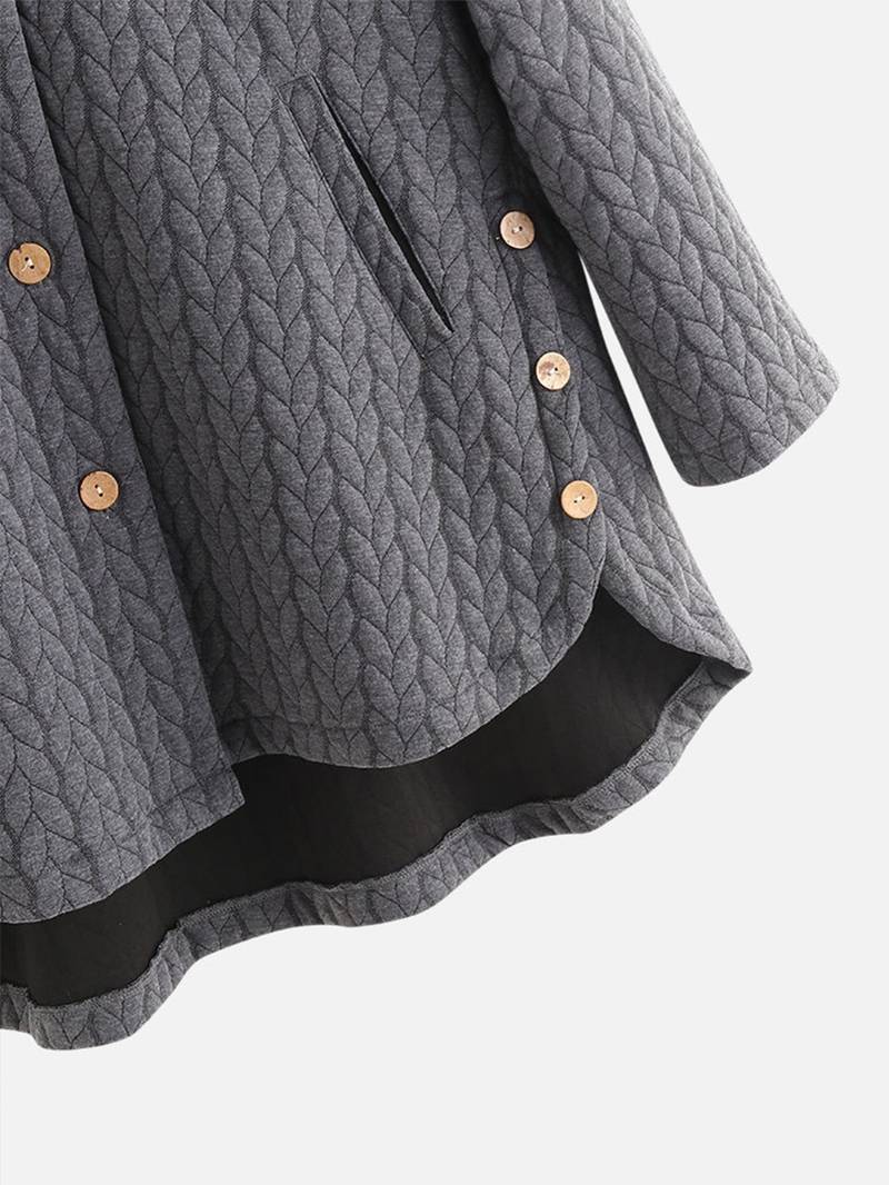 Wintermantel mit Kapuze - Warmer, übergroßer Wintermantel mit Knopfleiste für Damen