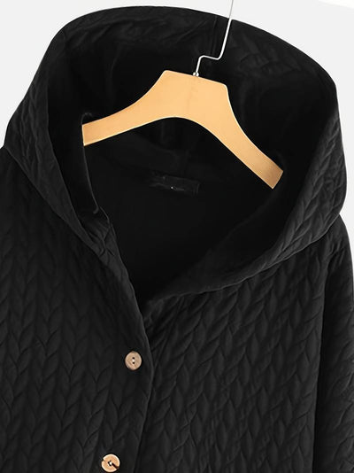 Wintermantel mit Kapuze - Warmer, übergroßer Wintermantel mit Knopfleiste für Damen