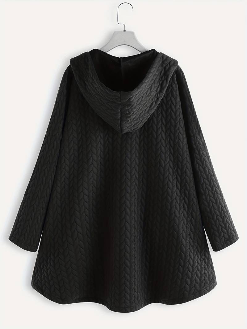 Wintermantel mit Kapuze - Warmer, übergroßer Wintermantel mit Knopfleiste für Damen