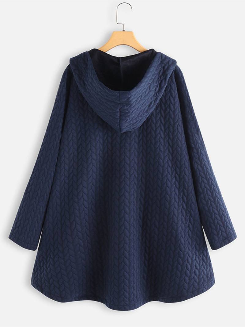 Wintermantel mit Kapuze - Warmer, übergroßer Wintermantel mit Knopfleiste für Damen