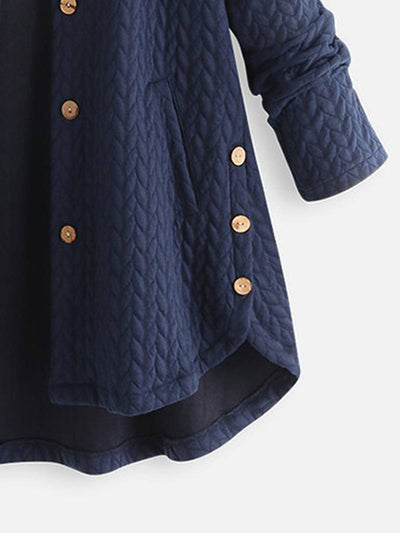 Wintermantel mit Kapuze - Warmer, übergroßer Wintermantel mit Knopfleiste für Damen