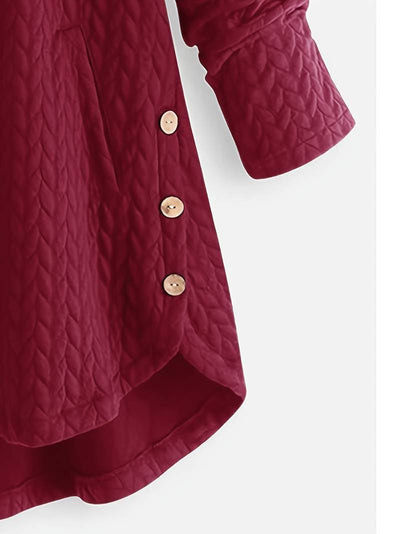 Wintermantel mit Kapuze - Warmer, übergroßer Wintermantel mit Knopfleiste für Damen