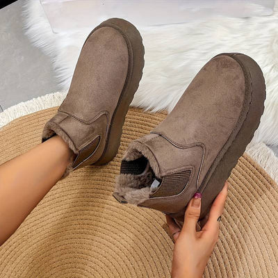 Winterstiefel – Slip-On – Ankle Boots mit Kunstfell – Damenschuhe