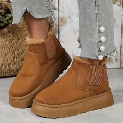 Winterstiefel – Slip-On – Ankle Boots mit Kunstfell – Damenschuhe