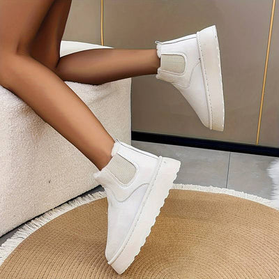 Winterstiefel – Slip-On – Ankle Boots mit Kunstfell – Damenschuhe