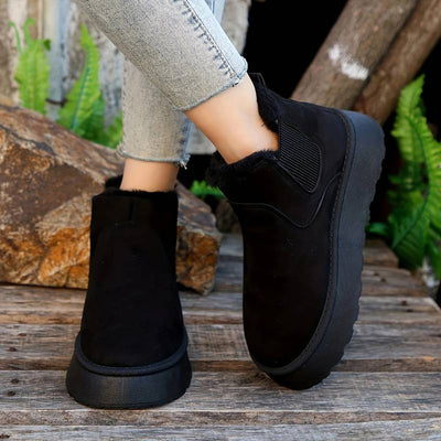 Winterstiefel – Slip-On – Ankle Boots mit Kunstfell – Damenschuhe