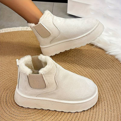 Winterstiefel – Slip-On – Ankle Boots mit Kunstfell – Damenschuhe