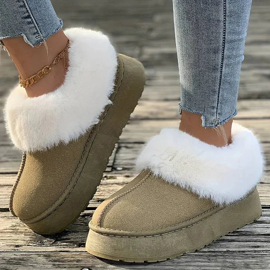 Winterstiefel – Winter-Slipper mit Fell für Damen