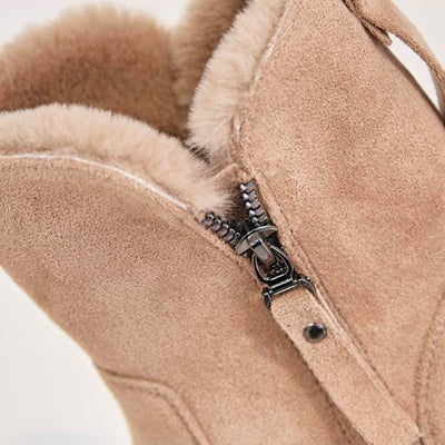 Winterstiefel – warme, mit Fell gefütterte Damenstiefel aus Wildleder