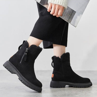 Winterstiefel – warme, mit Fell gefütterte Damenstiefel aus Wildleder