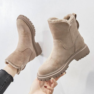 Winterstiefel – warme, mit Fell gefütterte Damenstiefel aus Wildleder
