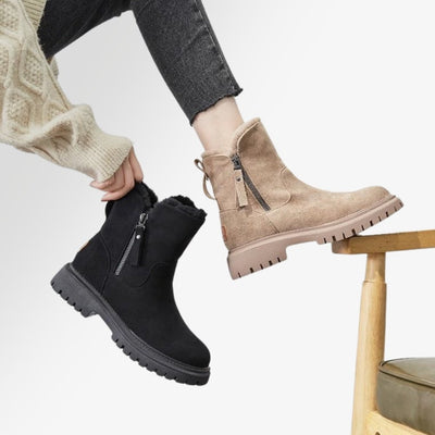 Winterstiefel – warme, mit Fell gefütterte Damenstiefel aus Wildleder